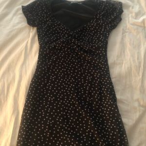 PrettyLittleThing black polka dot dress
